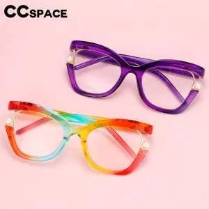 CCspace Women's Full Rim Square Cat Eye Tr 90 Titanium Eyeglasses 56633