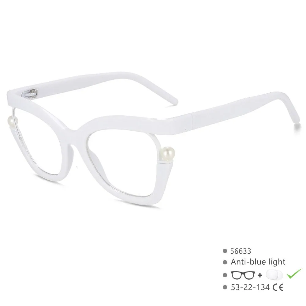 CCspace Women's Full Rim Square Cat Eye Tr 90 Titanium Eyeglasses 56633