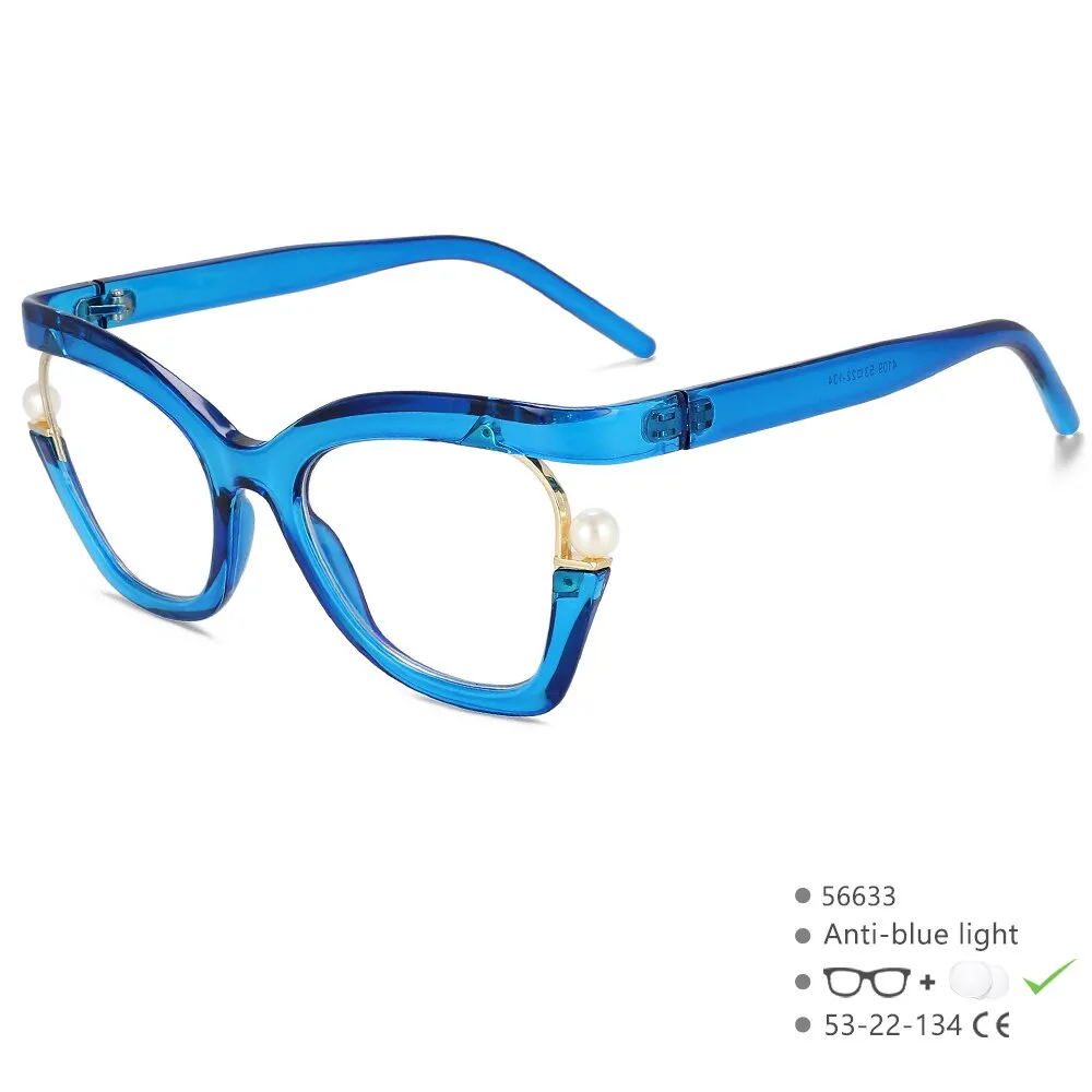 CCspace Women's Full Rim Square Cat Eye Tr 90 Titanium Eyeglasses 56633
