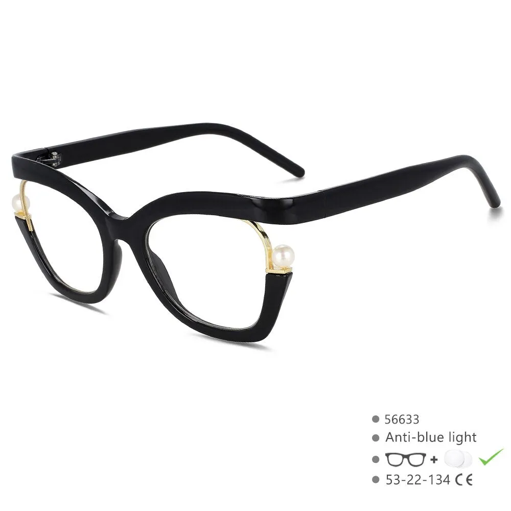 CCspace Women's Full Rim Square Cat Eye Tr 90 Titanium Eyeglasses 56633