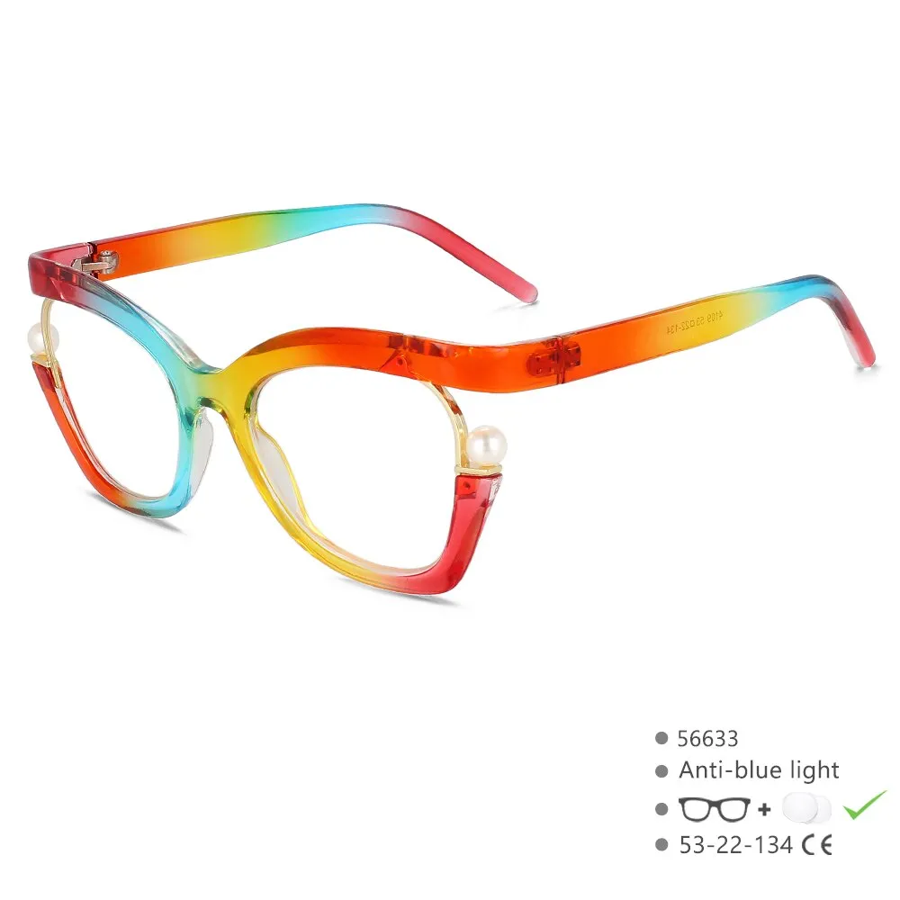 CCspace Women's Full Rim Square Cat Eye Tr 90 Titanium Eyeglasses 56633