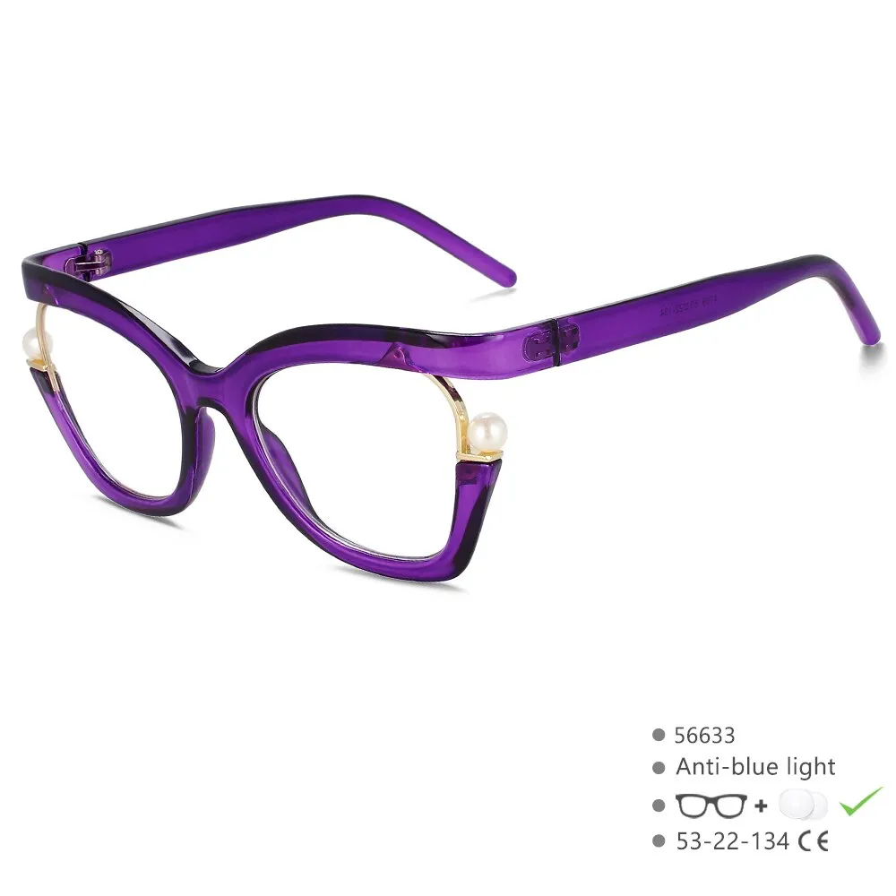 CCspace Women's Full Rim Square Cat Eye Tr 90 Titanium Eyeglasses 56633