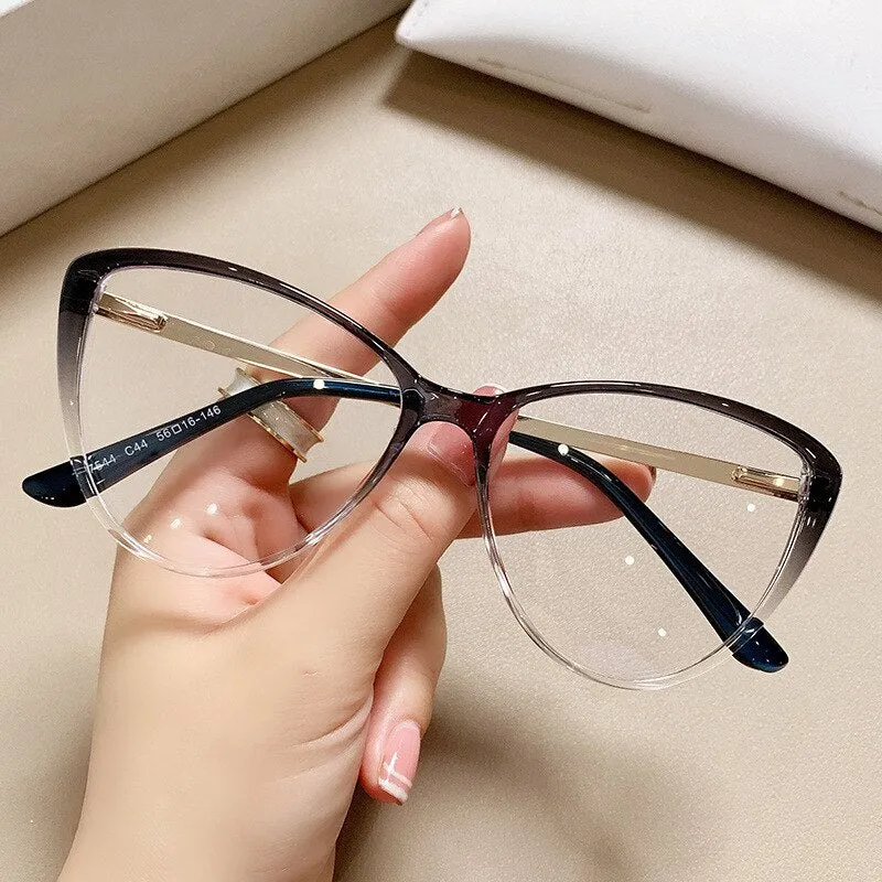 CCspace Women's Full Rim Square Cat Eye Tr 90 Titanium Eyeglasses 56741