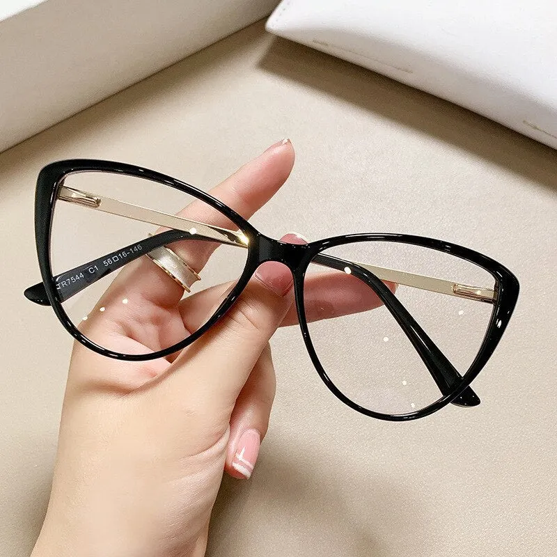 CCspace Women's Full Rim Square Cat Eye Tr 90 Titanium Eyeglasses 56741