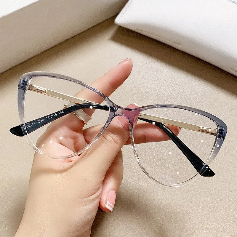 CCspace Women's Full Rim Square Cat Eye Tr 90 Titanium Eyeglasses 56741