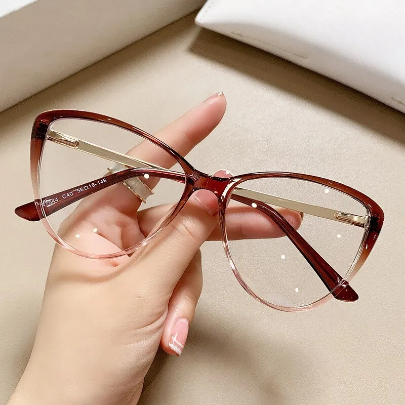 CCspace Women's Full Rim Square Cat Eye Tr 90 Titanium Eyeglasses 56741