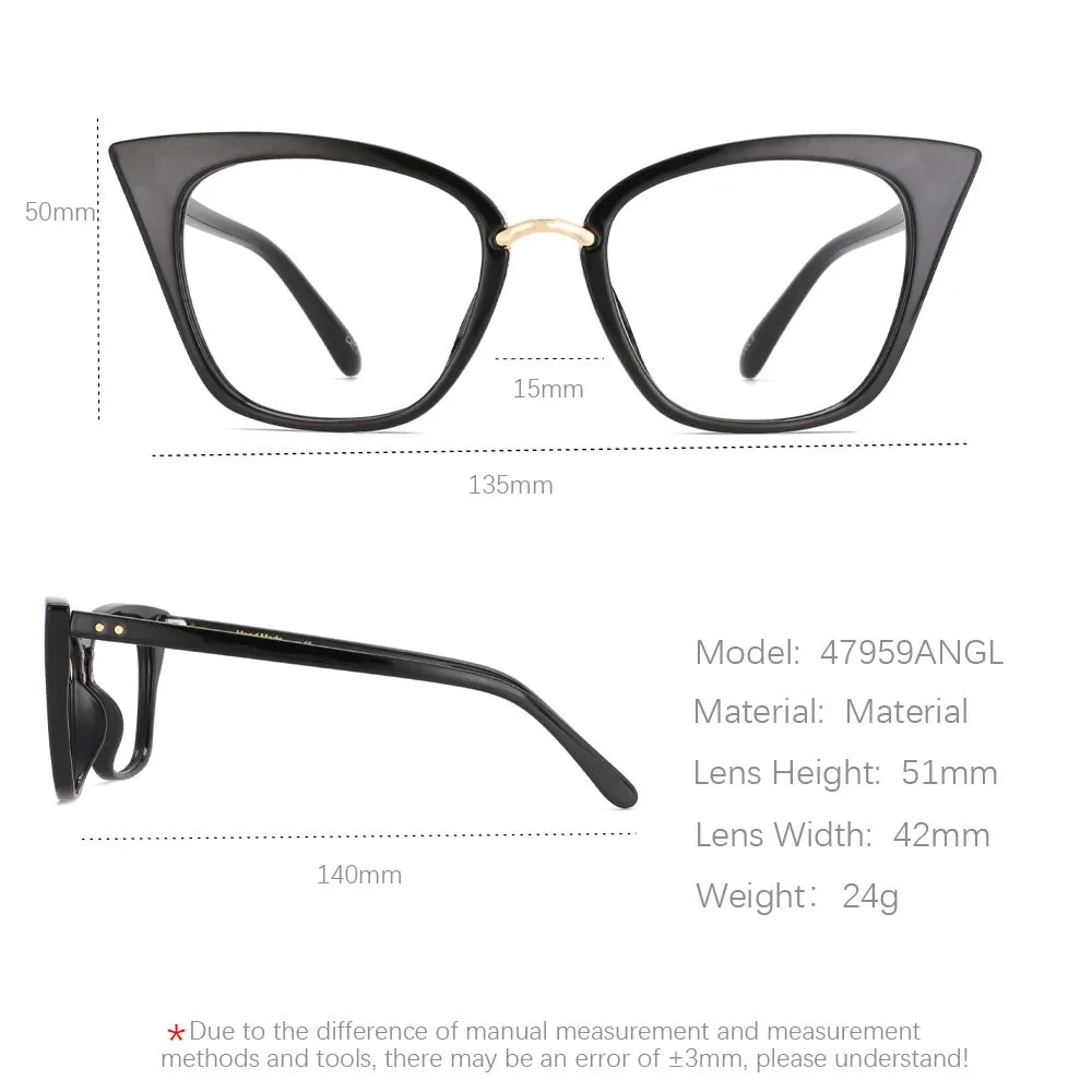 CCspace Women's Full Rim Square Cat Eye Tr 90 Titanium Frame Eyeglasses 47959