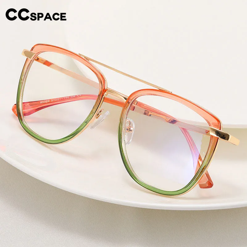 CCspace Women's Full Rim Square Double Bridge Tr 90 Titanium Eyeglasses 55988