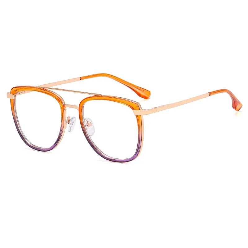CCspace Women's Full Rim Square Double Bridge Tr 90 Titanium Eyeglasses 55988