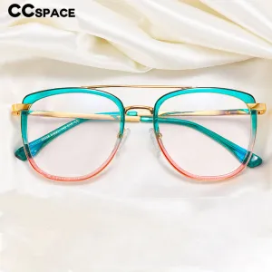 CCspace Women's Full Rim Square Double Bridge Tr 90 Titanium Eyeglasses 55988