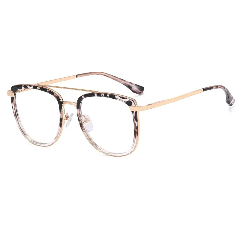 CCspace Women's Full Rim Square Double Bridge Tr 90 Titanium Eyeglasses 55988
