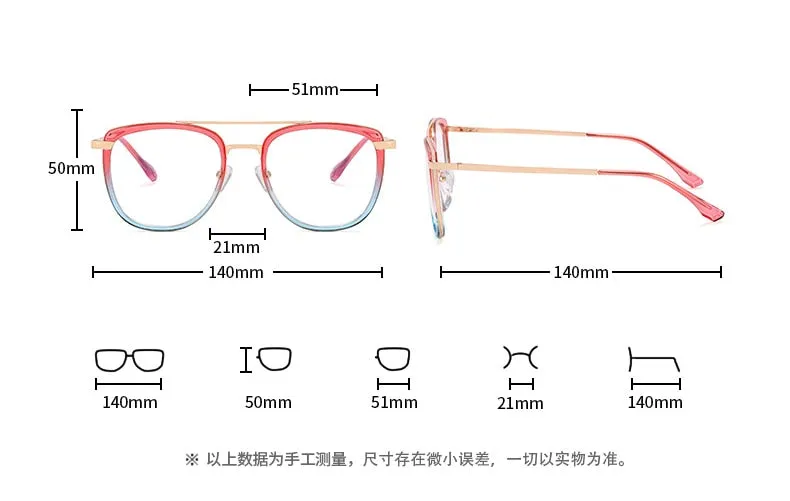 CCspace Women's Full Rim Square Double Bridge Tr 90 Titanium Eyeglasses 55988
