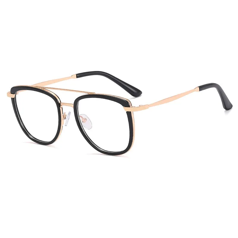 CCspace Women's Full Rim Square Double Bridge Tr 90 Titanium Eyeglasses 55988