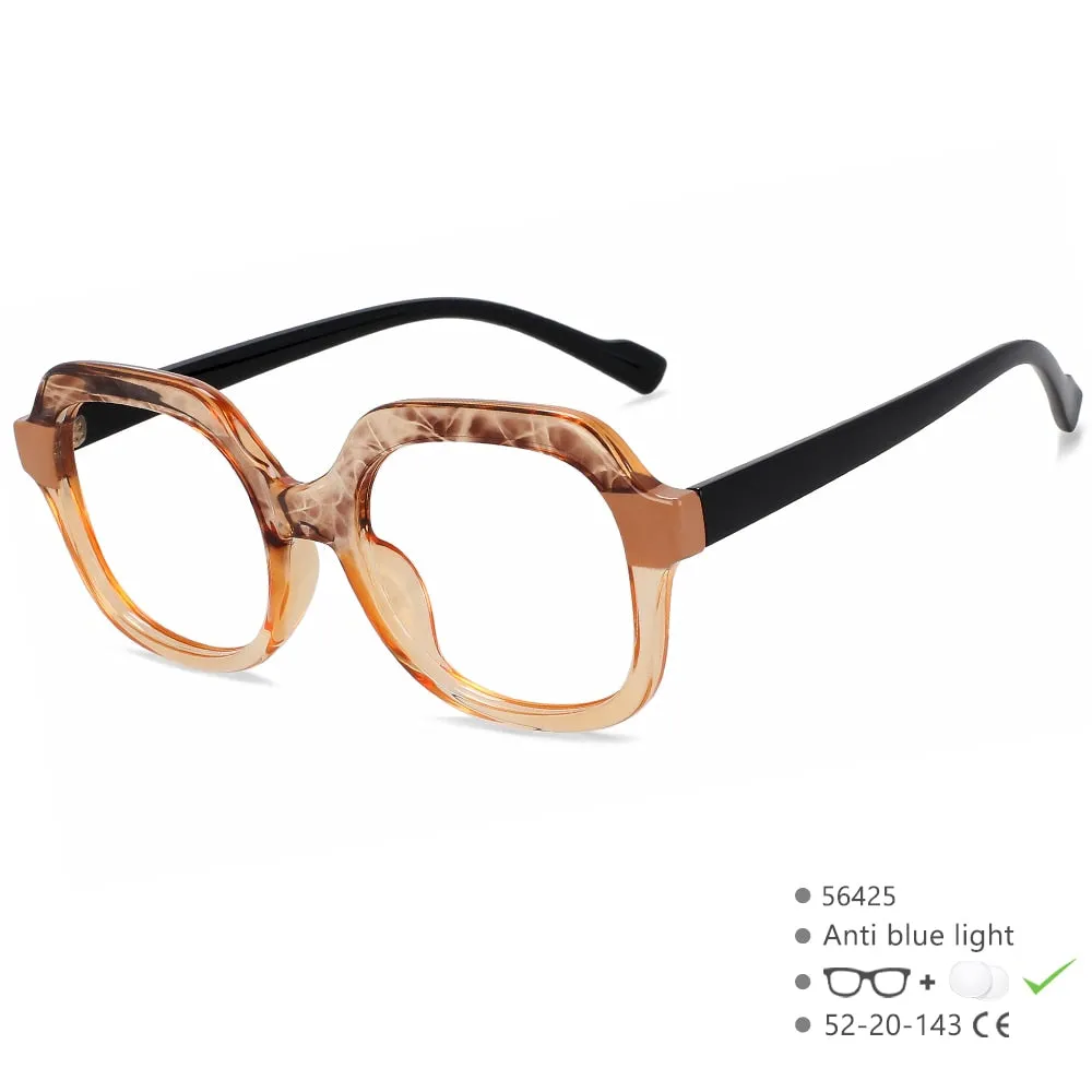 CCspace Women's Full Rim Square Tr 90 Titanium Eyeglasses 56425