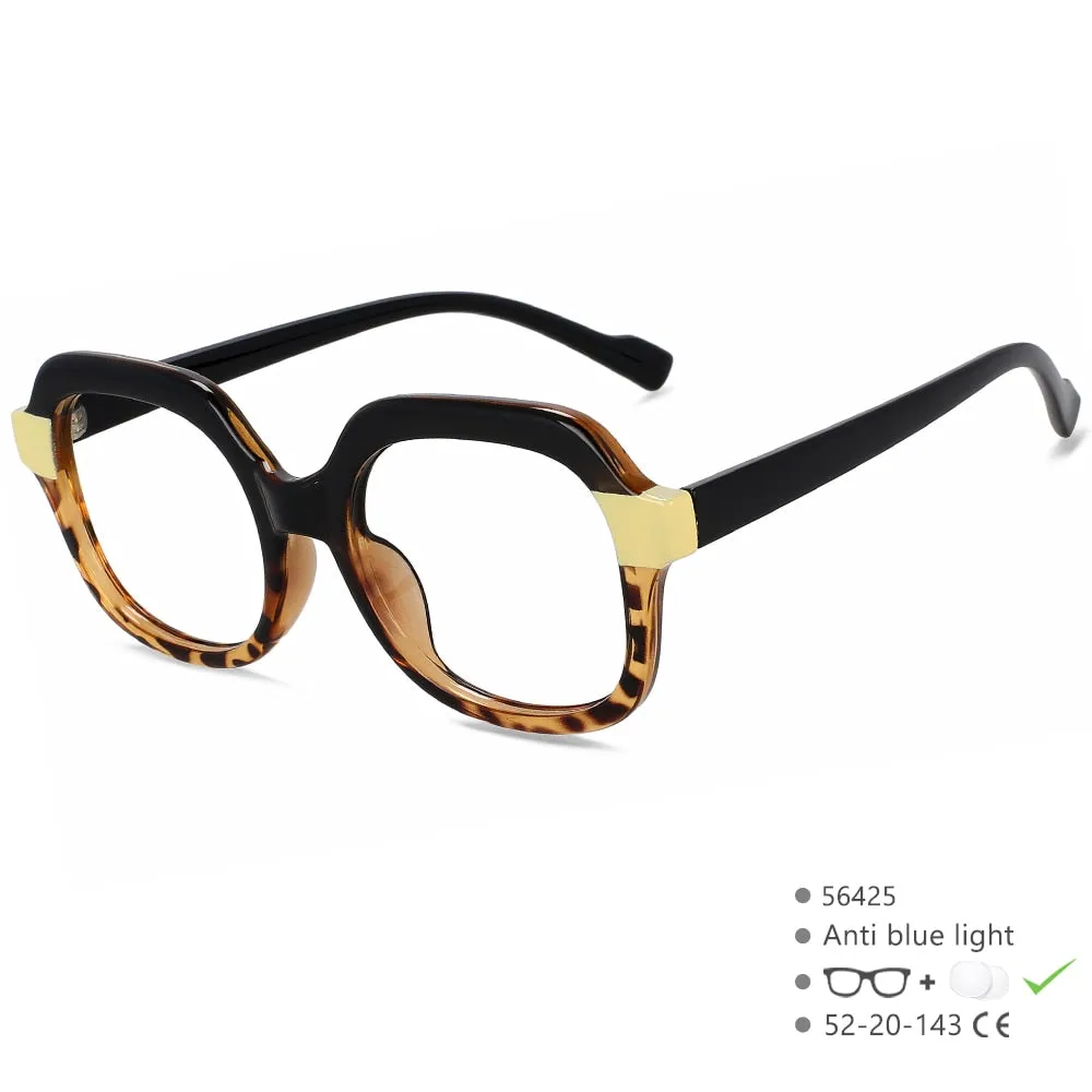 CCspace Women's Full Rim Square Tr 90 Titanium Eyeglasses 56425