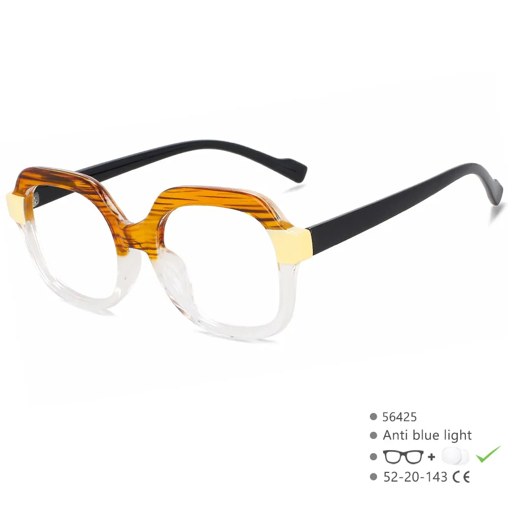 CCspace Women's Full Rim Square Tr 90 Titanium Eyeglasses 56425