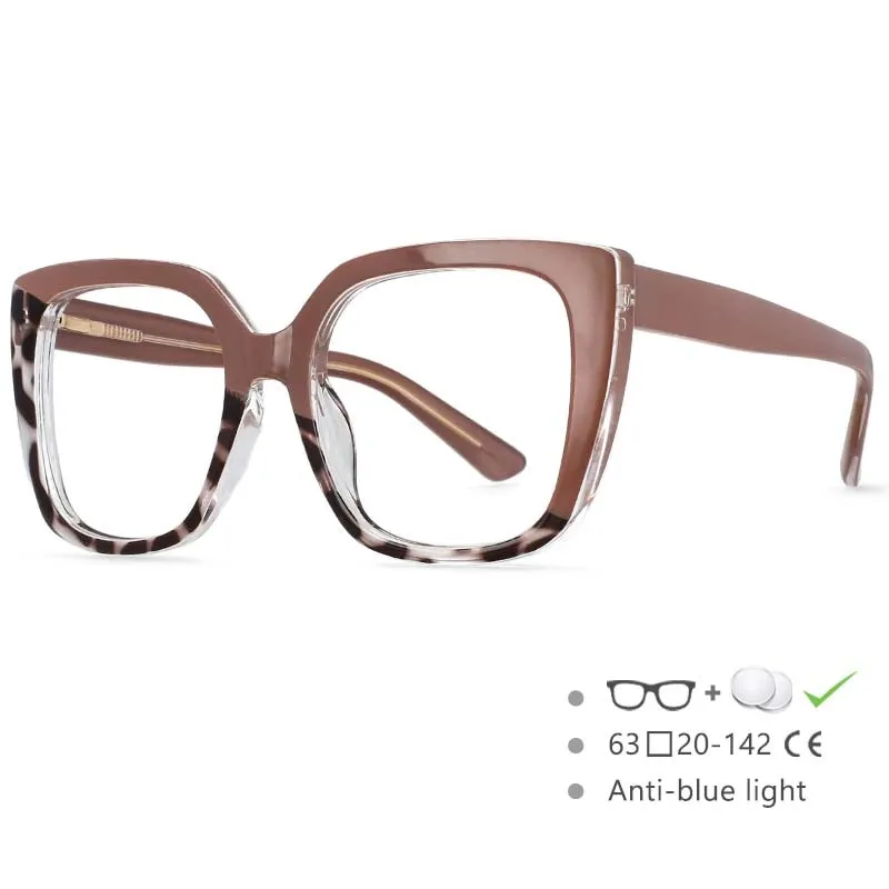 CCspace Women's Full Rim Square Tr 90 Titanium Frame Eyeglasses 54588
