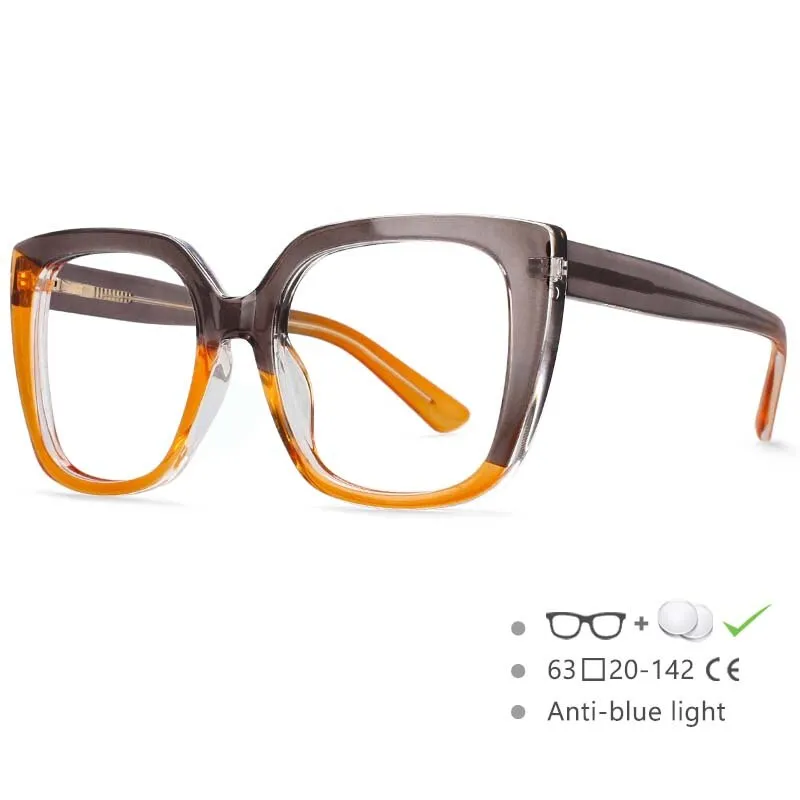 CCspace Women's Full Rim Square Tr 90 Titanium Frame Eyeglasses 54588
