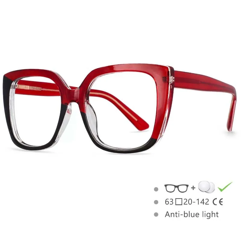CCspace Women's Full Rim Square Tr 90 Titanium Frame Eyeglasses 54588