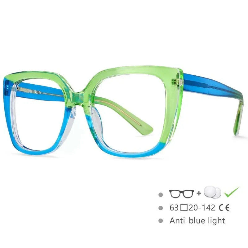 CCspace Women's Full Rim Square Tr 90 Titanium Frame Eyeglasses 54588