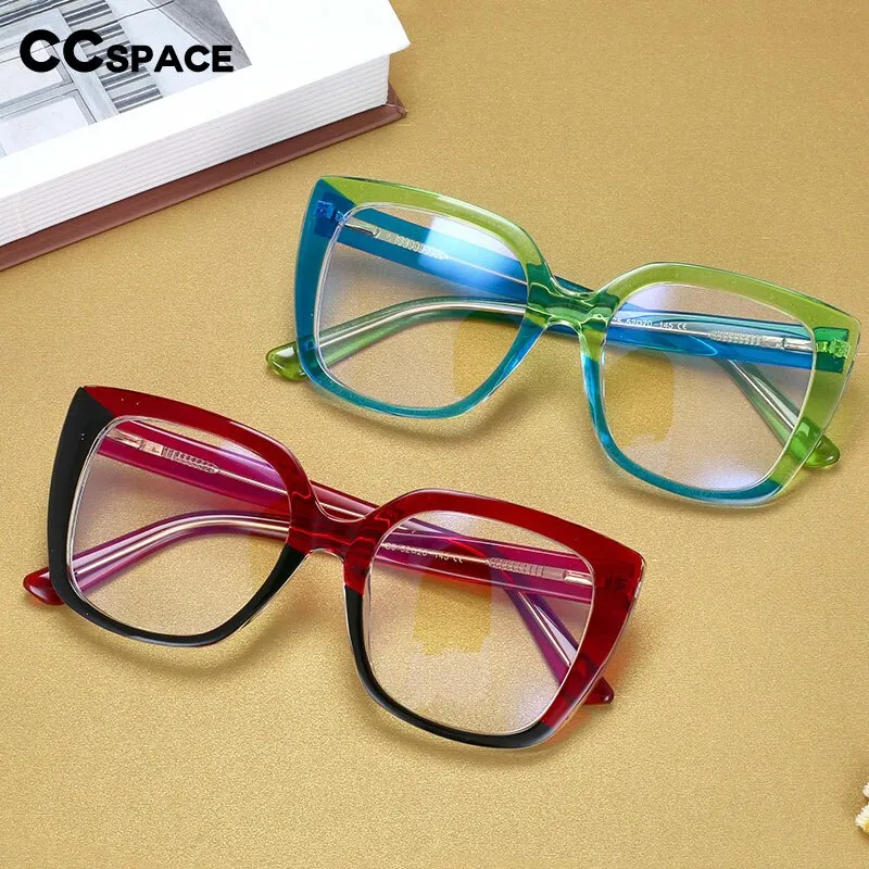 CCspace Women's Full Rim Square Tr 90 Titanium Frame Eyeglasses 54588