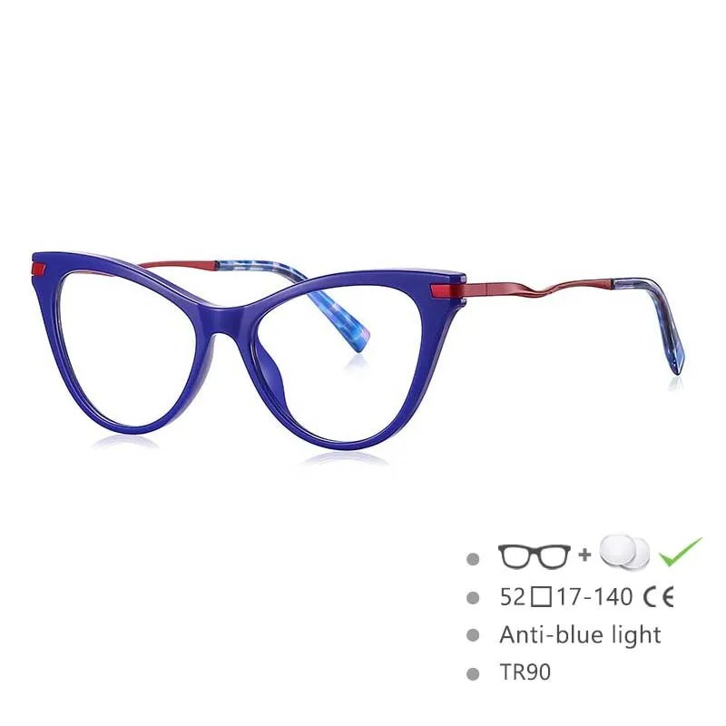 CCspace Women's Full Rim Tr 90 Titanium Cat Eye Frame Eyeglasses 54562