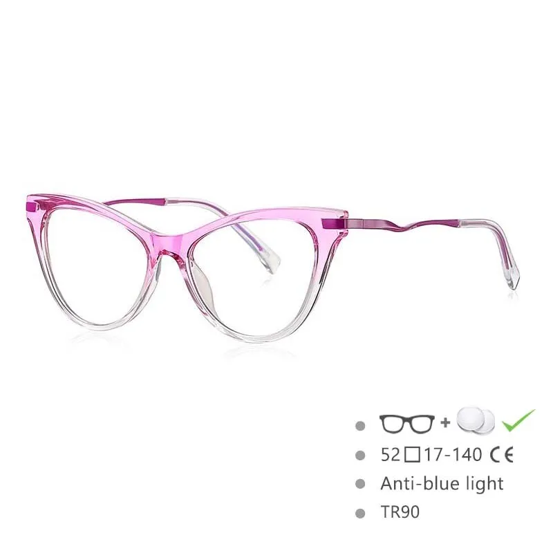 CCspace Women's Full Rim Tr 90 Titanium Cat Eye Frame Eyeglasses 54562