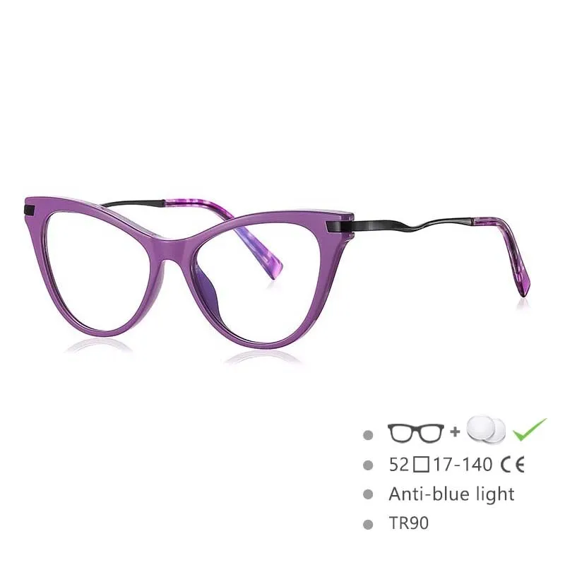 CCspace Women's Full Rim Tr 90 Titanium Cat Eye Frame Eyeglasses 54562