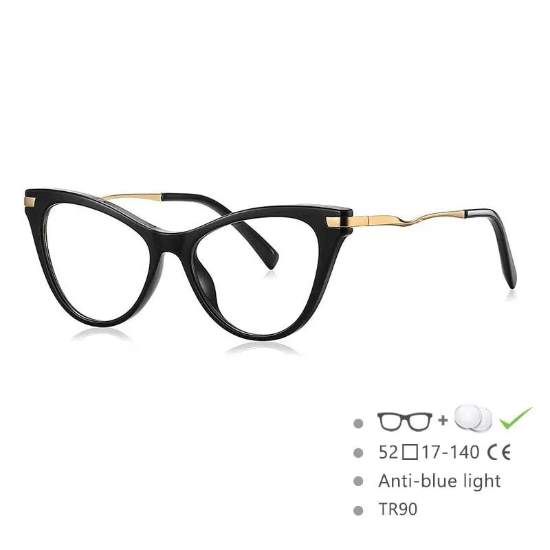 CCspace Women's Full Rim Tr 90 Titanium Cat Eye Frame Eyeglasses 54562