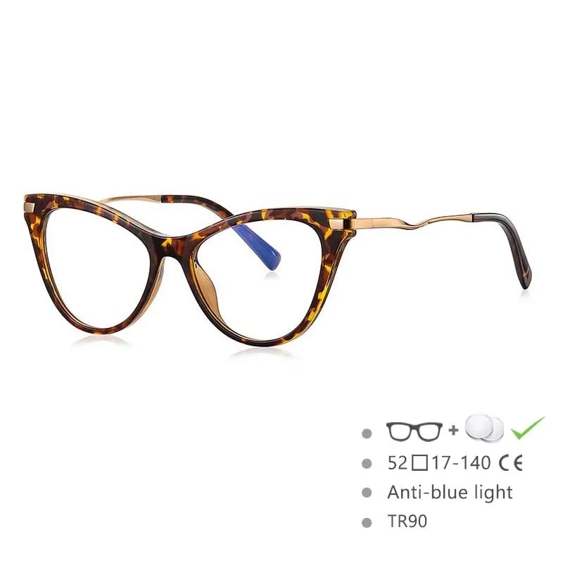 CCspace Women's Full Rim Tr 90 Titanium Cat Eye Frame Eyeglasses 54562