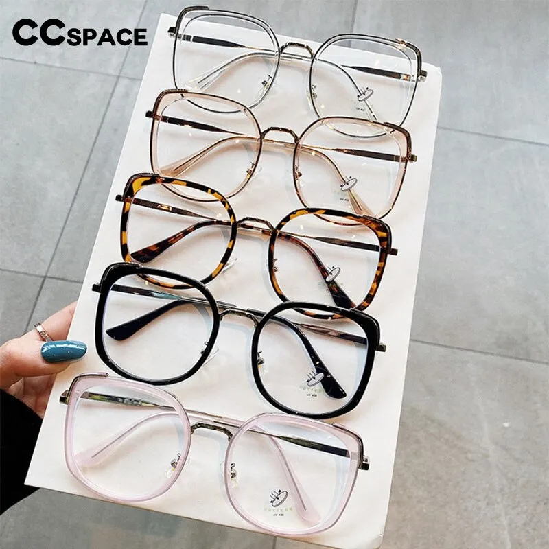 CCspace Women's Oversized Square Alloy Acetate Frame Eyeglasses 46733