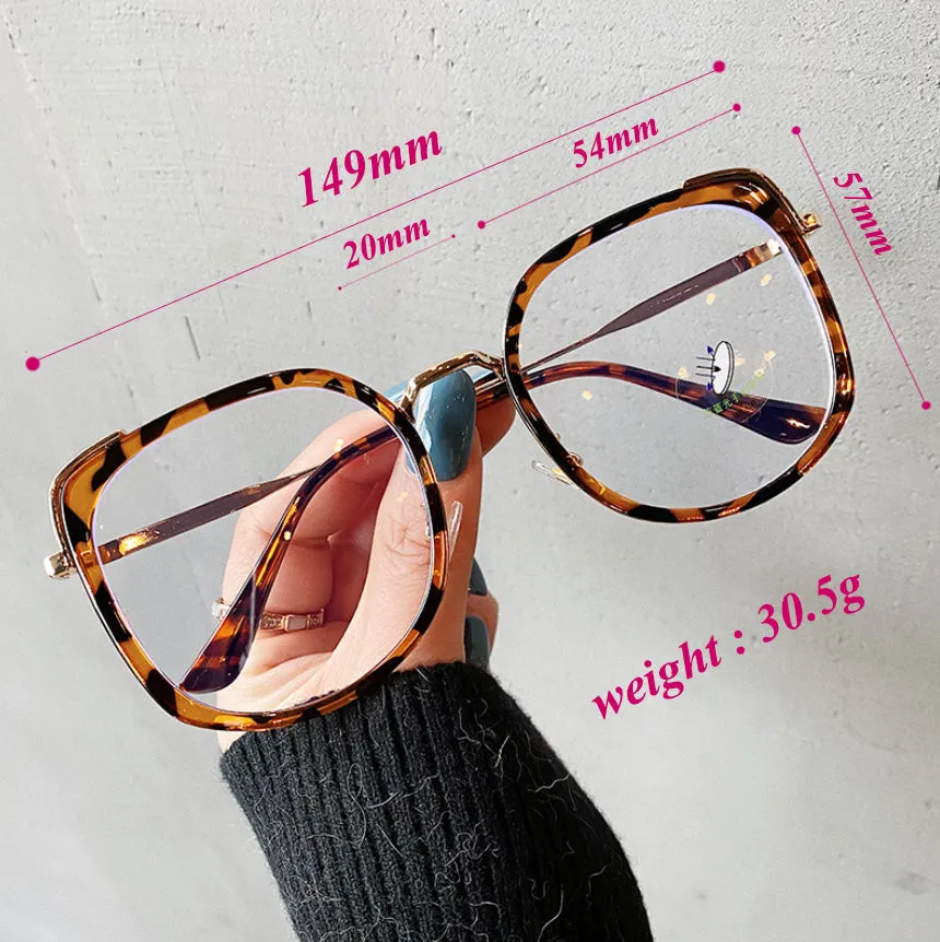 CCspace Women's Oversized Square Alloy Acetate Frame Eyeglasses 46733