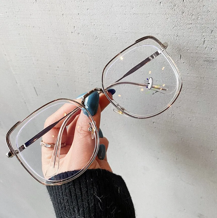 CCspace Women's Oversized Square Alloy Acetate Frame Eyeglasses 46733