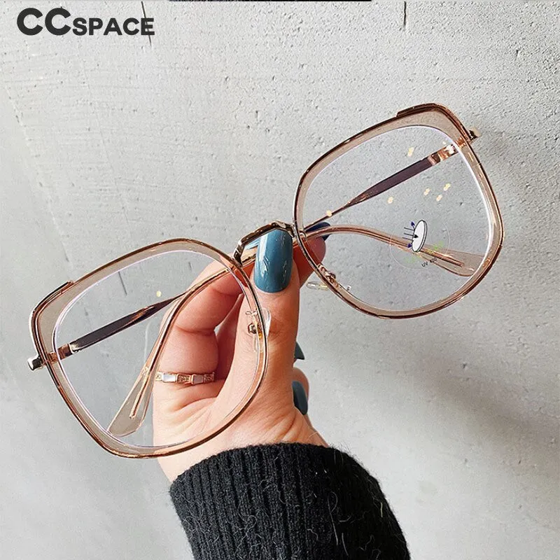 CCspace Women's Oversized Square Alloy Acetate Frame Eyeglasses 46733