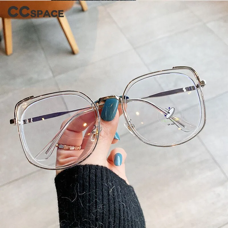 CCspace Women's Oversized Square Alloy Acetate Frame Eyeglasses 46733