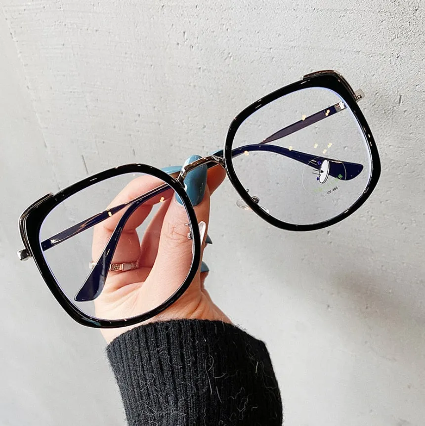 CCspace Women's Oversized Square Alloy Acetate Frame Eyeglasses 46733