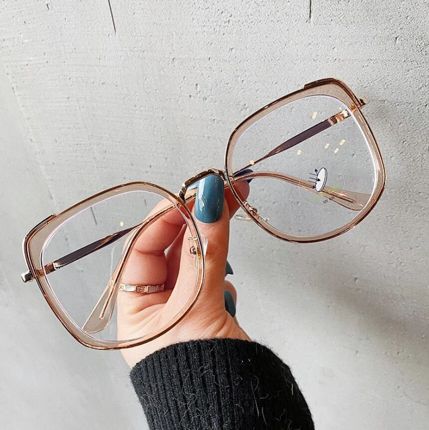 CCspace Women's Oversized Square Alloy Acetate Frame Eyeglasses 46733