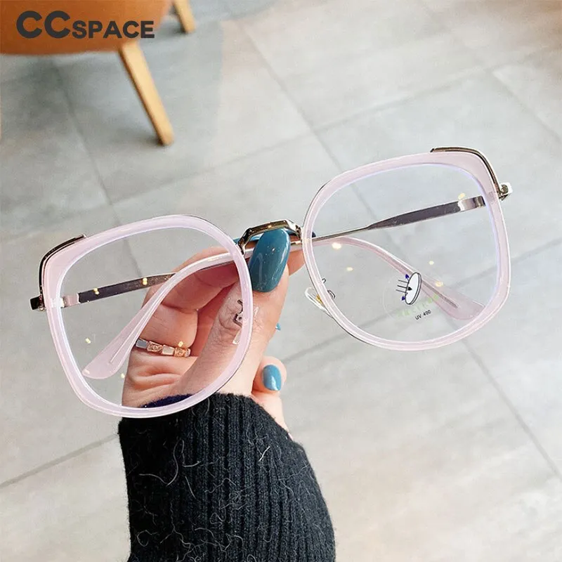CCspace Women's Oversized Square Alloy Acetate Frame Eyeglasses 46733