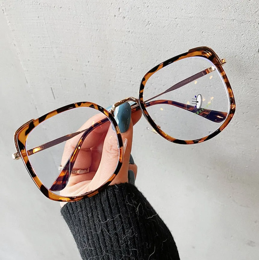 CCspace Women's Oversized Square Alloy Acetate Frame Eyeglasses 46733
