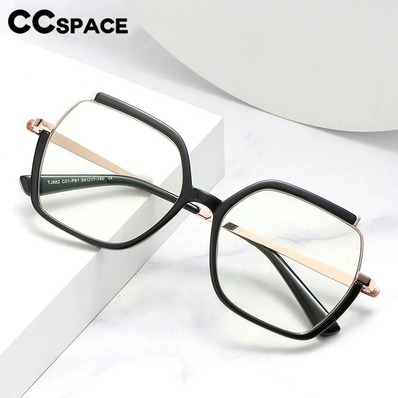 CCspace Women's Semi Rim Square Tr 90 Titanium Eyeglasses 56716