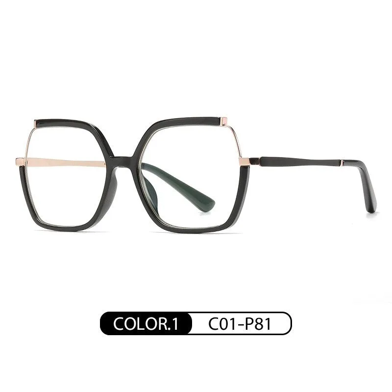 CCspace Women's Semi Rim Square Tr 90 Titanium Eyeglasses 56716