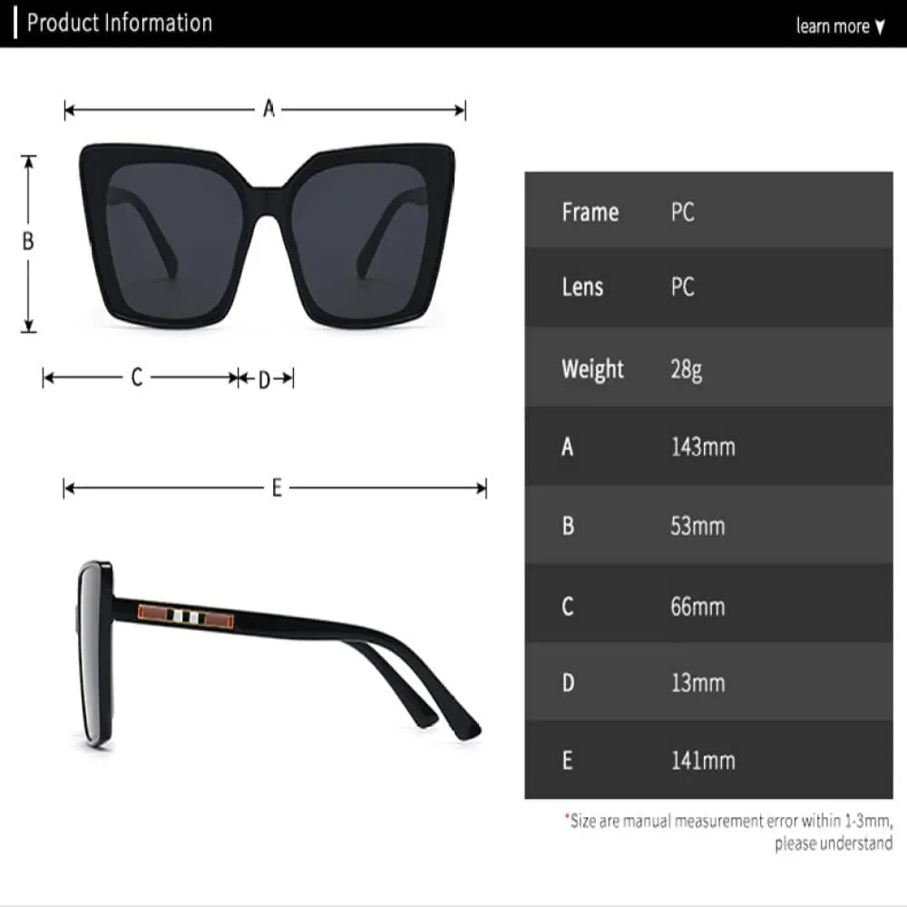 CGZWFERA-Large Sunglasses Womens Cat Eye Sun Glasses Vintage UV400 Outdoor