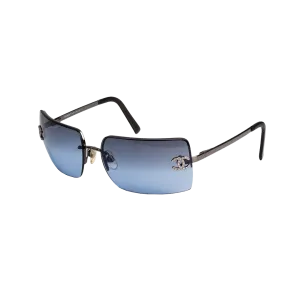 Chanel 4092B Coco 90s Half Frame Swarovski Rhinestone Blue