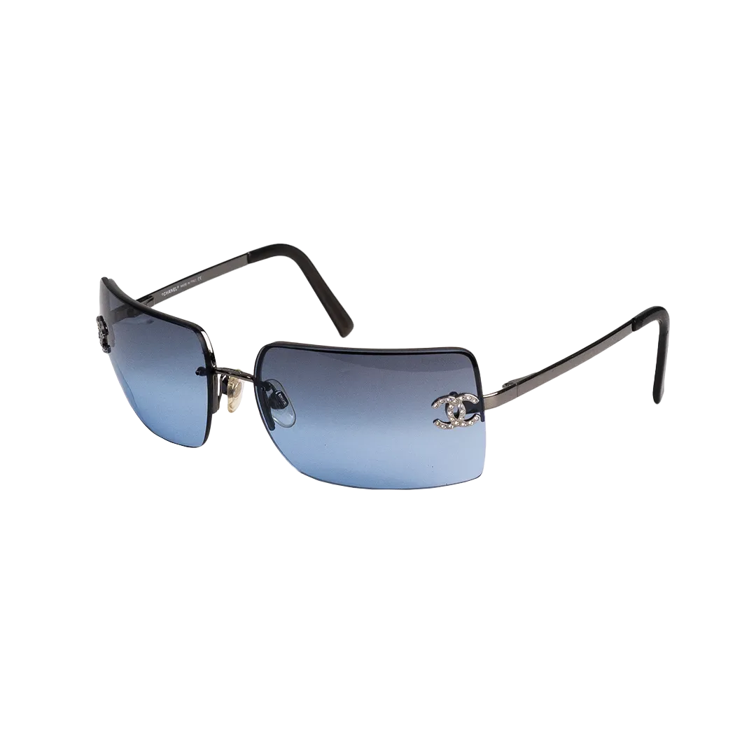 Chanel 4092B Coco 90s Half Frame Swarovski Rhinestone Blue