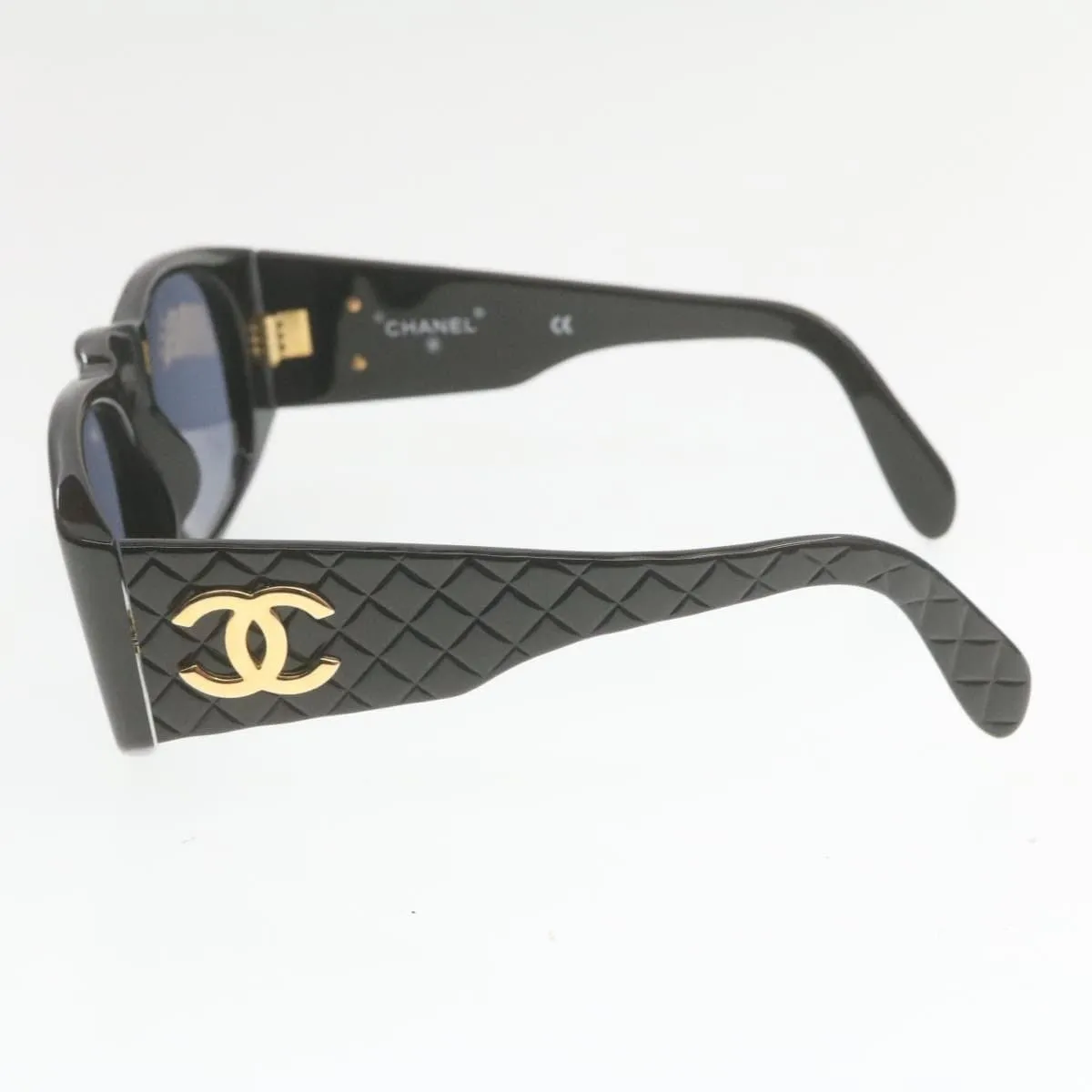 CHANEL Sunglasses Black CC Auth ar3537