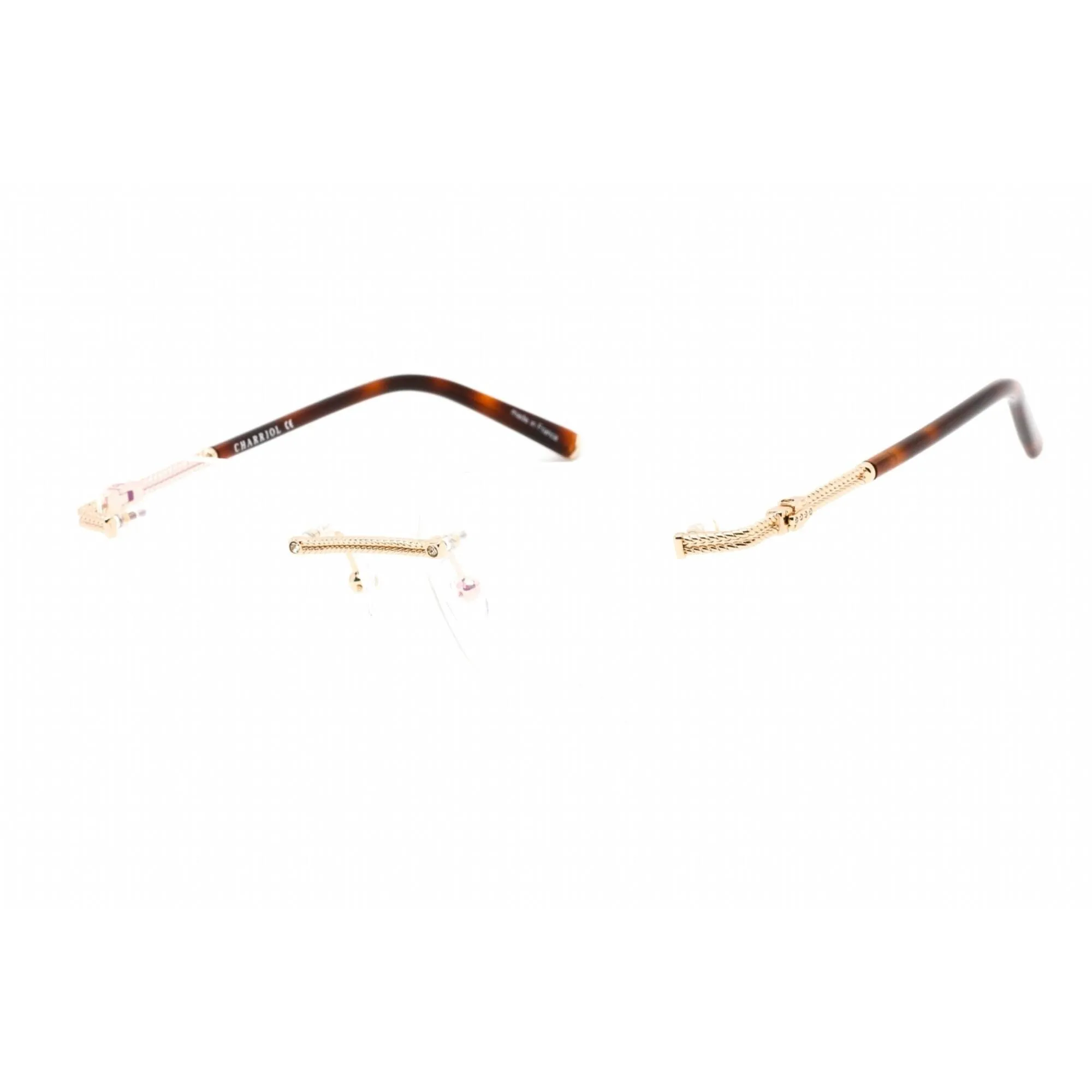 Charriol Men's Eyeglasses - Clear Lens Shiny Gold Metal Cat Eye Frame | PC71044 C01