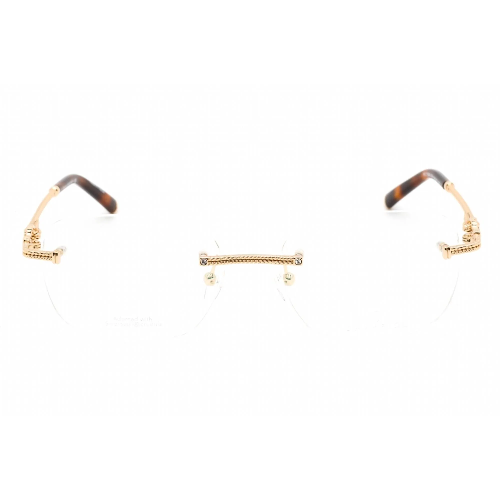 Charriol Men's Eyeglasses - Clear Lens Shiny Gold Metal Cat Eye Frame | PC71046 C01