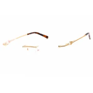 Charriol Men's Eyeglasses - Clear Lens Shiny Gold Metal Cat Eye Frame | PC71046 C01