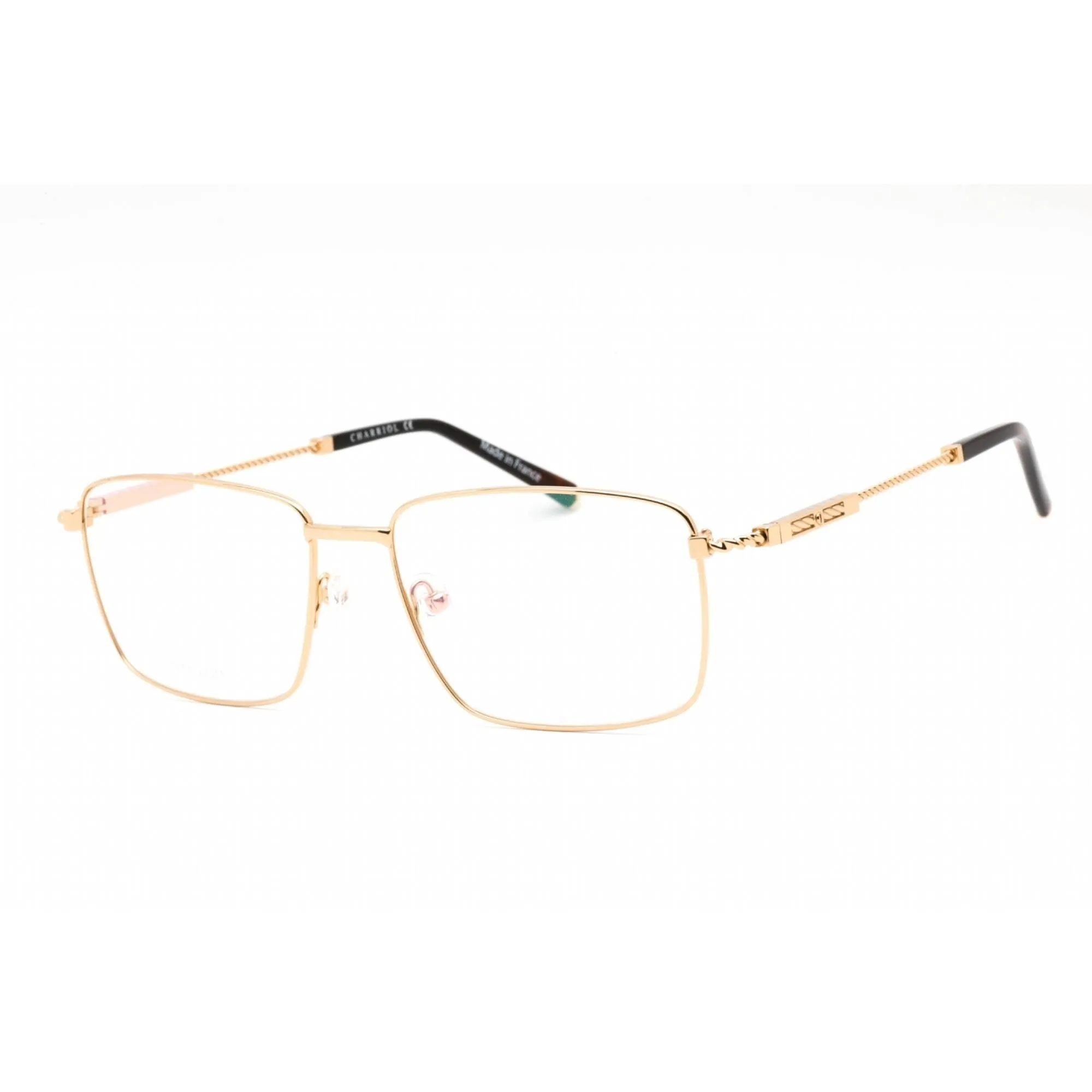 Charriol Men's Eyeglasses - Full Rim Shiny Gold Rectangular Titanium | PC75101 C01