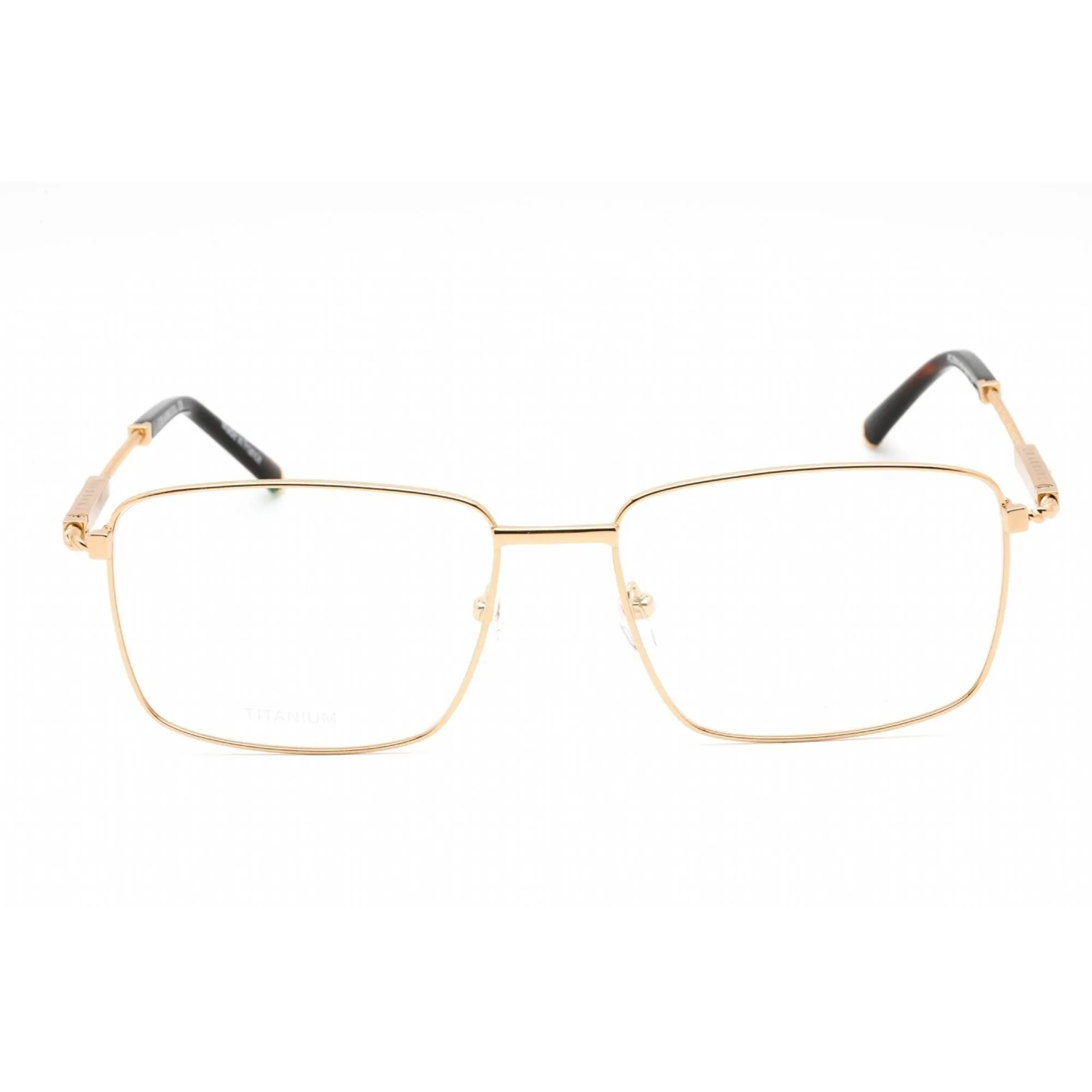 Charriol Men's Eyeglasses - Full Rim Shiny Gold Rectangular Titanium | PC75101 C01